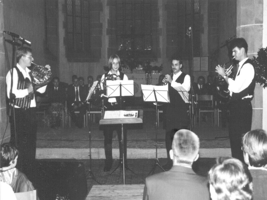 1995 erster Auftritt in der Frauenkirche Lienzingen mit Oliver Storch, Sven Diebold, Alexander Dauth und Dietmar Kappus